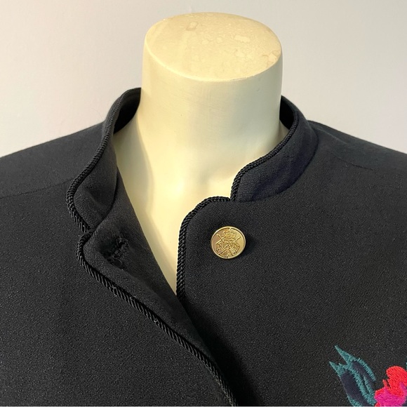 A New Day NWT Jacket Coat Black w/Embroidered Roses Sz. 4 - Picture 8 of 11